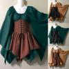 tuduoms Short Renaissance Dress Flare Sleeve Traditional Irish Dress Medieval Costumes Halloween Cosplay Pirate Corset Dress Black view 3
