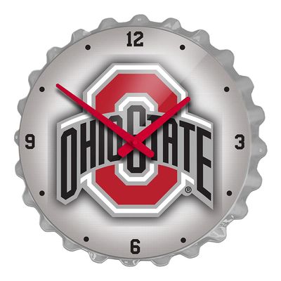 The Fan-Brand NCAA Ohio State Buckeyes - Bottle Cap Wall Clock - Sports Team Bar Sign Dcor - Home, Dorm, Garage, Office, Fan Cave