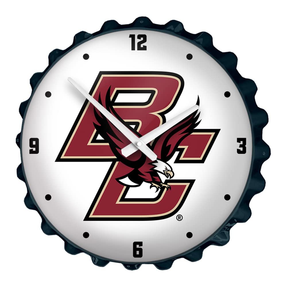 The Fan-Brand NCAA Boston College Eagles: BC - Bottle Cap Wall Clock - Sports Team Bar Sign Dcor - Home, Dorm, Garage, Office, Fan Cave