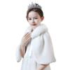 Girls Faux Fur Shawl Wrap Flower Girl Wedding Party Dress Up Bolero Shrug Accessories Princess Shoulder Cape view 3