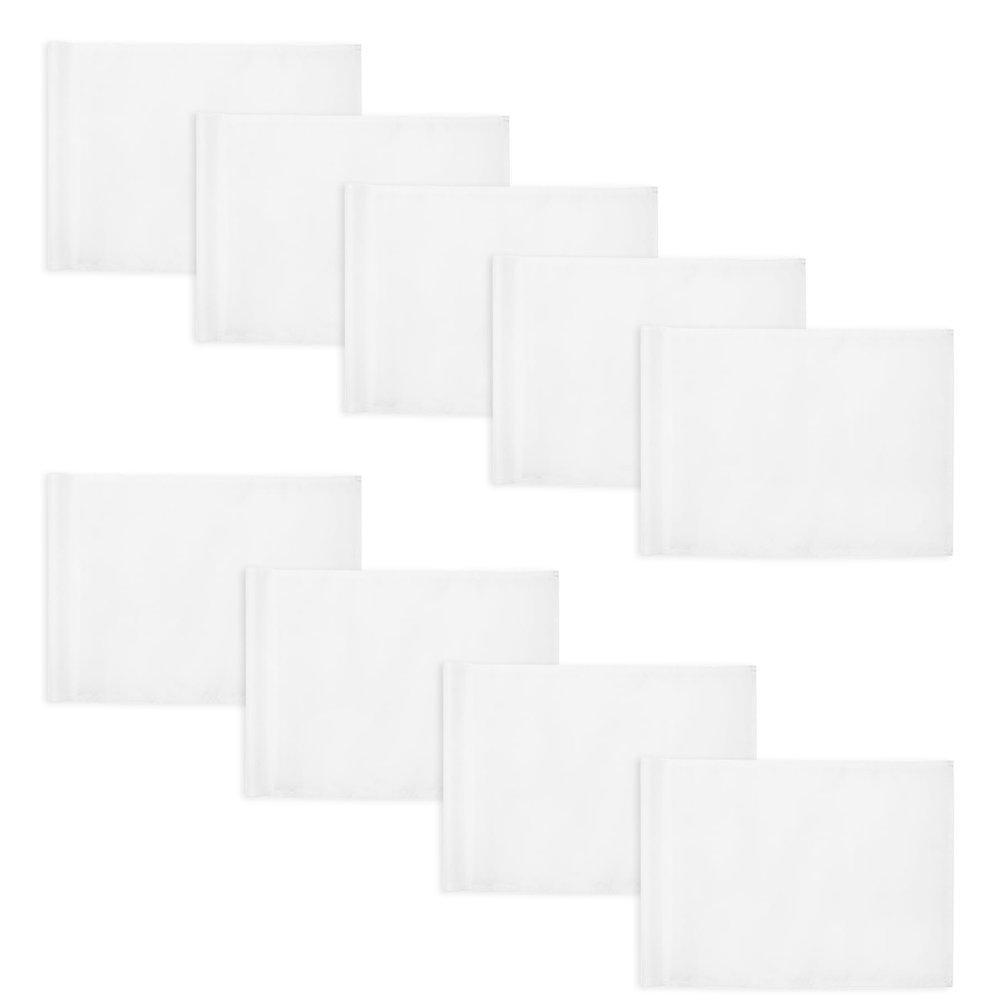KINGTOP Golf Flag 20x14 Inch - Plain White, 420D Nylon, Tube Inserted - Standard Putting Green Flags for Backyard Practice, Golf Courses, Country Club, 9-Pack