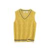 Freebily Kids Boys Girls School Uniform Cotton Knit Sweater Vest V-Neck Solid Color Pullover Vest Autumn Casual Waistcoat Yellow 1-2 Years view 1