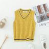 Freebily Kids Boys Girls School Uniform Cotton Knit Sweater Vest V-Neck Solid Color Pullover Vest Autumn Casual Waistcoat Yellow 1-2 Years view 2
