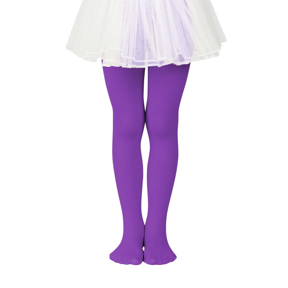 Zando Purple Tights for Girls 4-6 - Ultra Soft Purple Tights for Girls 3-4T Elastic Ballet Footed Halloween Tight Girl for Daily School Christmas 3-6 Years