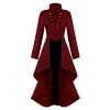 tuduoms Women's Steampunk Tailcoat Vintage Victorian Gothic Jacket Stand Collar High Low Long Trench Coat Halloween Costumes Red view 1