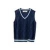 Freebily Kids Boys Girls School Uniform Cotton Knit Sweater Vest V-Neck Solid Color Pullover Vest Autumn Casual Waistcoat Dark Navy 3-4 Years view 1