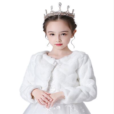 BESTORI Girls Princess Faux Fur Wrap Shawl Cozy Flower Girls Bolero Shrug Winter Warm Cape Party Wedding Dress Up