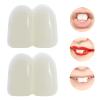BEAUEXE 2 PCS Custom Deluxe Fake Big Buck Teeth Caps for Winnie Clown Bunny Witch Halloween Costume 17mm Beige White view 1