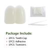 BEAUEXE 2 PCS Custom Deluxe Fake Big Buck Teeth Caps for Winnie Clown Bunny Witch Halloween Costume 17mm Beige White view 2