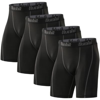 4 Pack Compression Shorts Men Underwear Spandex Shorts Athletic Workout Running Shorts Performance Sport Base Layer