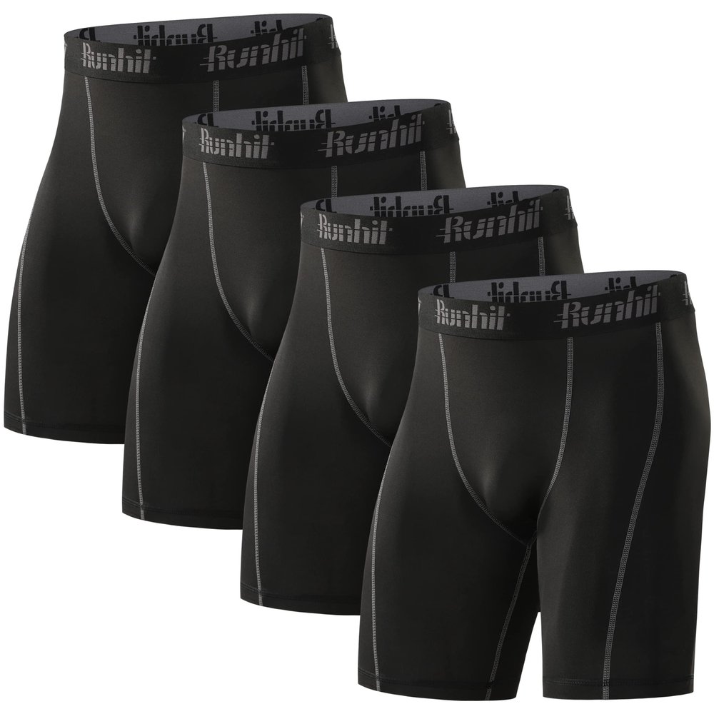 4 Pack Compression Shorts Men Underwear Spandex Shorts Athletic Workout Running Shorts Performance Sport Base Layer