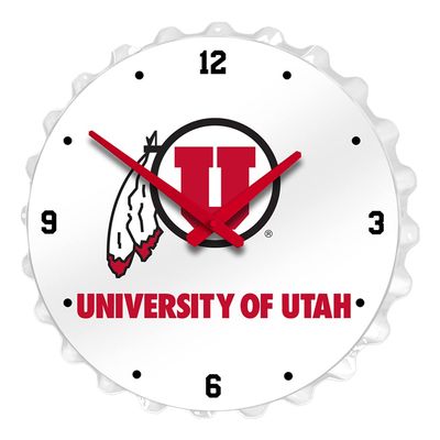 The Fan-Brand NCAA Utah Utes - Bottle Cap Wall Clock - Sports Team Bar Sign Dcor - Home, Dorm, Garage, Office, Fan Cave