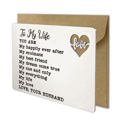 YODOCAMP Wife Gift from Husband, Anniversary Card for Women Wife Birthday Gift Romantic Valentines Day Christmas Gifts for Wife, Mini Love Note for Her Engraved Wallet