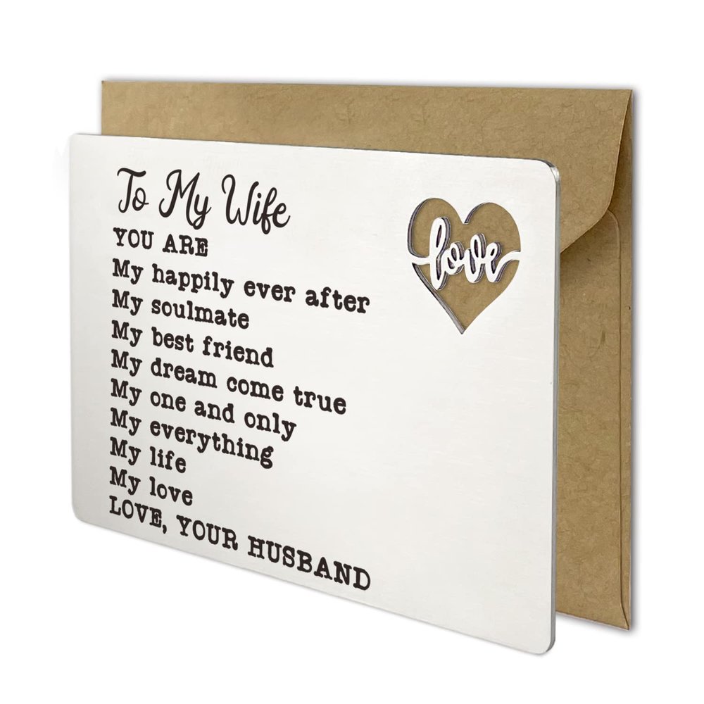 YODOCAMP Wife Gift from Husband, Anniversary Card for Women Wife Birthday Gift Romantic Valentines Day Christmas Gifts for Wife, Mini Love Note for Her Engraved Wallet