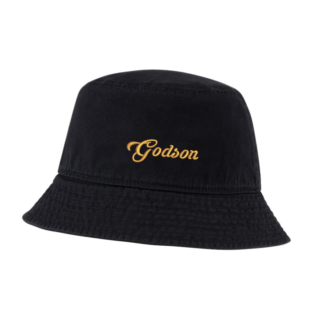 LexiuYibai Bucket Hat for Men Women Godson Embroidered Washed Cotton Unisex Bucket Hats (Black,7 1/2)