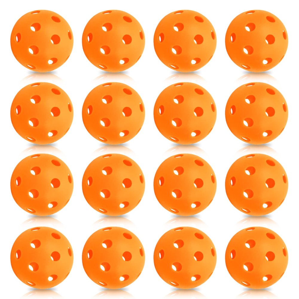 16 Pack 2.83 Inch Plastic Baseballs Pickleball,Plastic Training Balls Lightweight Hollow Softballs with Drawstring Bag for Hitting Indoor Outdoor(Orange)