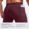 Pudolla Men's Thermal Running Tights with 3 Zipper Pockets Workout Compression Leggings Cycling Pants for Men Hiking Jogging(Wine X-Large) view 3