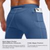 Pudolla Men's Thermal Running Tights with 3 Zipper Pockets Workout Compression Leggings Cycling Pants for Men Hiking Jogging(Dark Blue X-Large) view 3