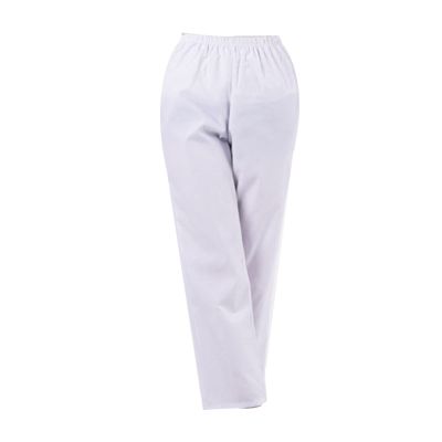 Women Baggy Classic Trousers Plus Sizes Workwear Stretch Scrubs Pant Mid Rise Straight Leg Pull-On Cargo (White,Small,5,OZ)
