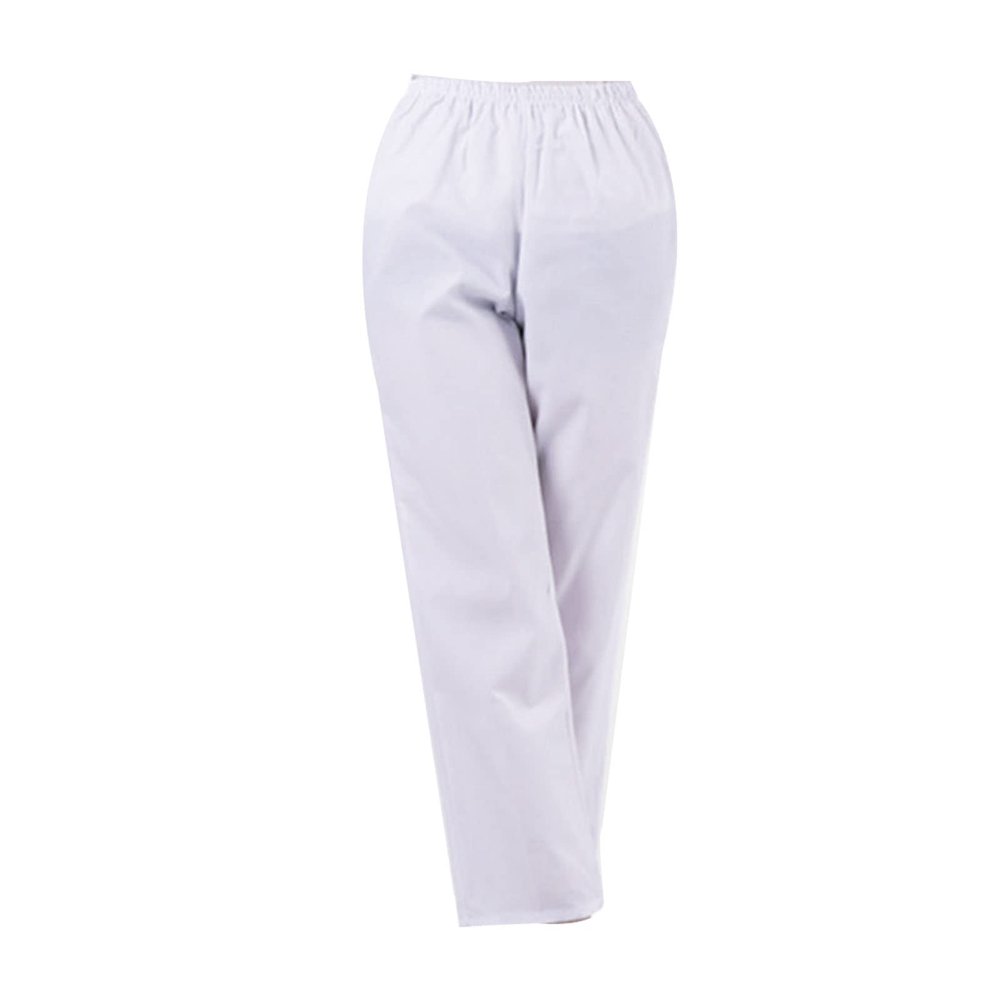 Women Baggy Classic Trousers Plus Sizes Workwear Stretch Scrubs Pant Mid Rise Straight Leg Pull-On Cargo (White,Small,5,OZ)