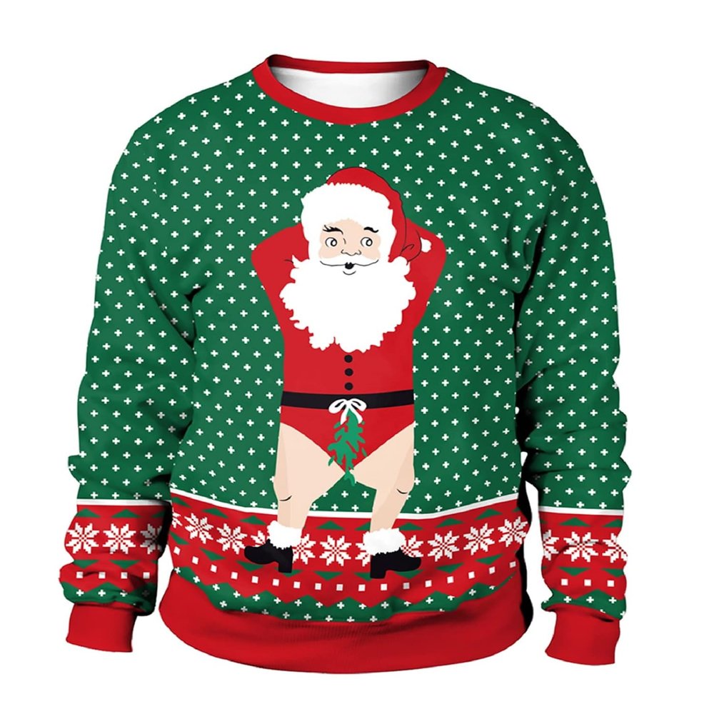 Colorful House Unisex's Ugly Christmas Jumper Sweater Printed Pullover, 3D Digital Print Sweatshirt(X-Large, Santa Claus03)