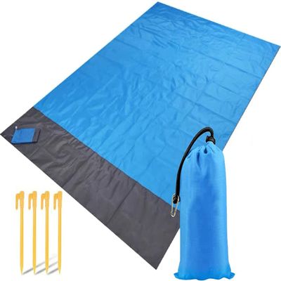 Beach Blanket, 79''83'' Picnic Blankets Waterproof Sandproof Oversize Blanket for 4-8 Adults, Portable Waterproof Soft Fast Drying Nylon, Outdoor Blanket for Travel, Camping, Hiking, Blue
