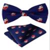 Branduce Christmas Bow Tie for Men Silk Woven Festival Theme Bowties Navy Blue Xmas Ties with Hanky (BB02-02)