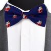Branduce Christmas Bow Tie for Men Silk Woven Festival Theme Bowties Navy Blue Xmas Ties with Hanky (BB02-02) view 2