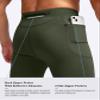 Pudolla Men's Thermal Running Tights with 3 Zipper Pockets Workout Compression Leggings Cycling Pants for Men Hiking Jogging(Olive Green X-Large) view 3