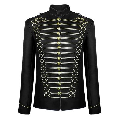 Cambkatl Mens Steampunk Costume Jackets Retro Military Band Drummer Punk Gothic Parade Jacket for Halloween Music Festival