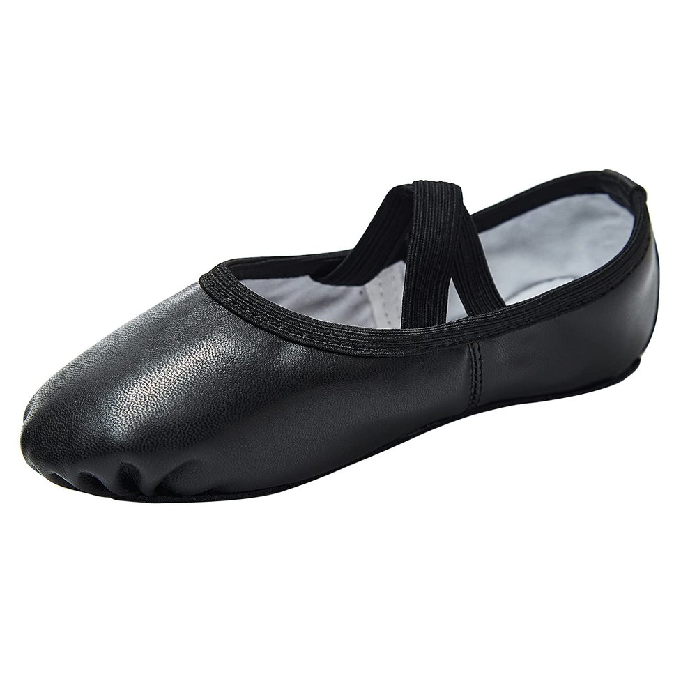 Stelle Ballet Shoes for Girls Soft Leather Dance Slippers Ballerina Shoes(Black,5MT)