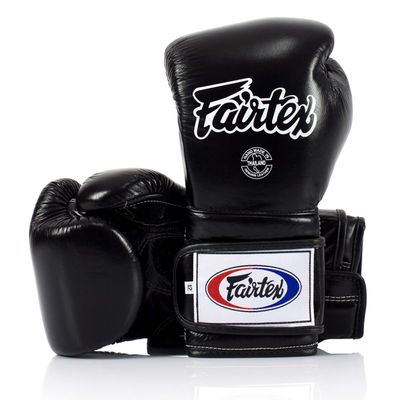 Fairtex Muay Thai Boxing Gloves BGV9 - Heavy Hitter Mexican Style Training & Sparring Gloves for Kick Boxing MMA K1 (Black, 16 oz)