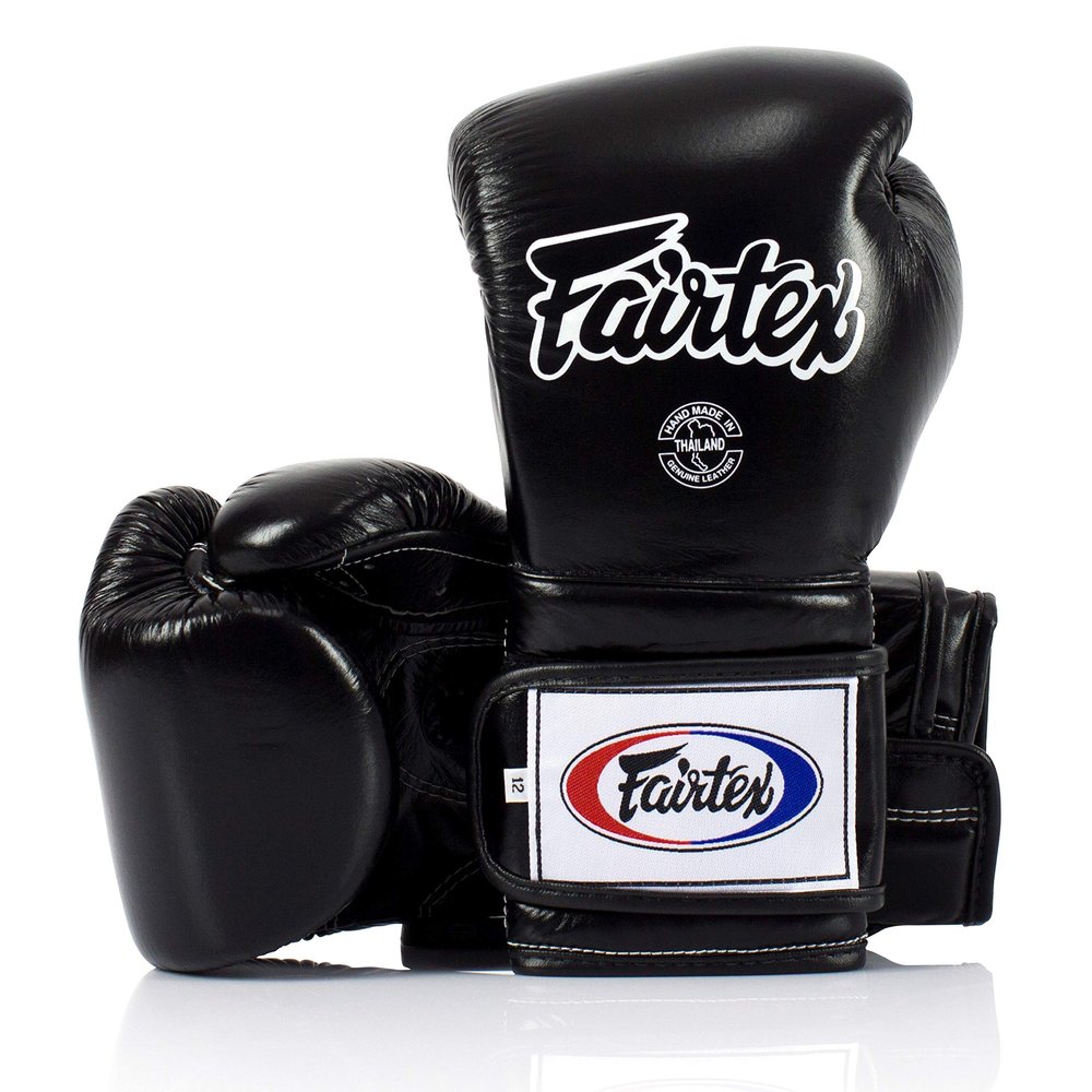 Fairtex Muay Thai Boxing Gloves BGV9 - Heavy Hitter Mexican Style Training & Sparring Gloves for Kick Boxing MMA K1 (Black, 16 oz)