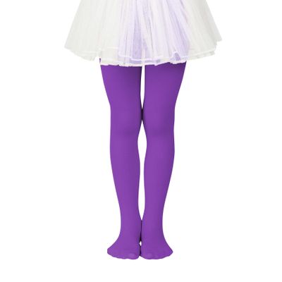 Zando Purple Tights for Girls Size 7-8 - Ultra Soft Purple Tights for Girls 6-8 Elastic Ballet Footed Halloween Tight Girl for Daily School Christmas 6-9 Years