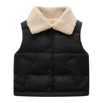 Baby Warm Cotton Jacket Autumn Button Fleece Cardigan Vest Winter Cute Unisex Infant Toddler Soft (Black, 4-5 Years)