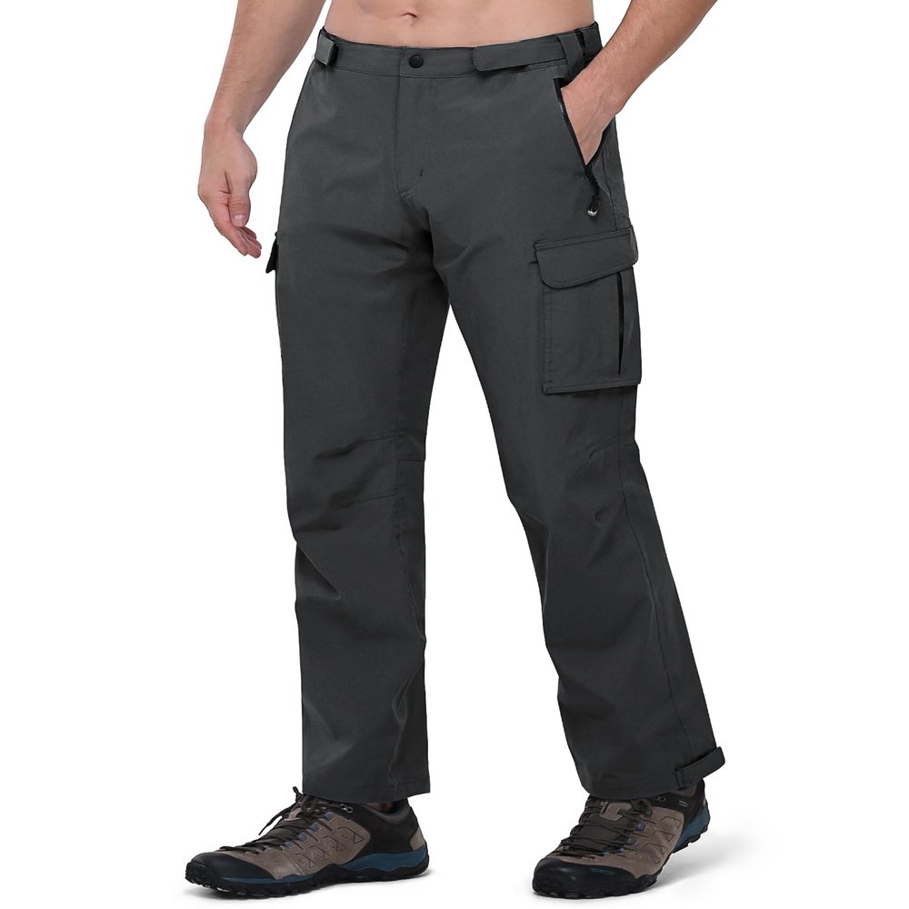 33,000ft Men's Rain Pants Waterproof Lightweight Breathable Golf Over Pants for Hiking Travel Cycling Outdoor Grey