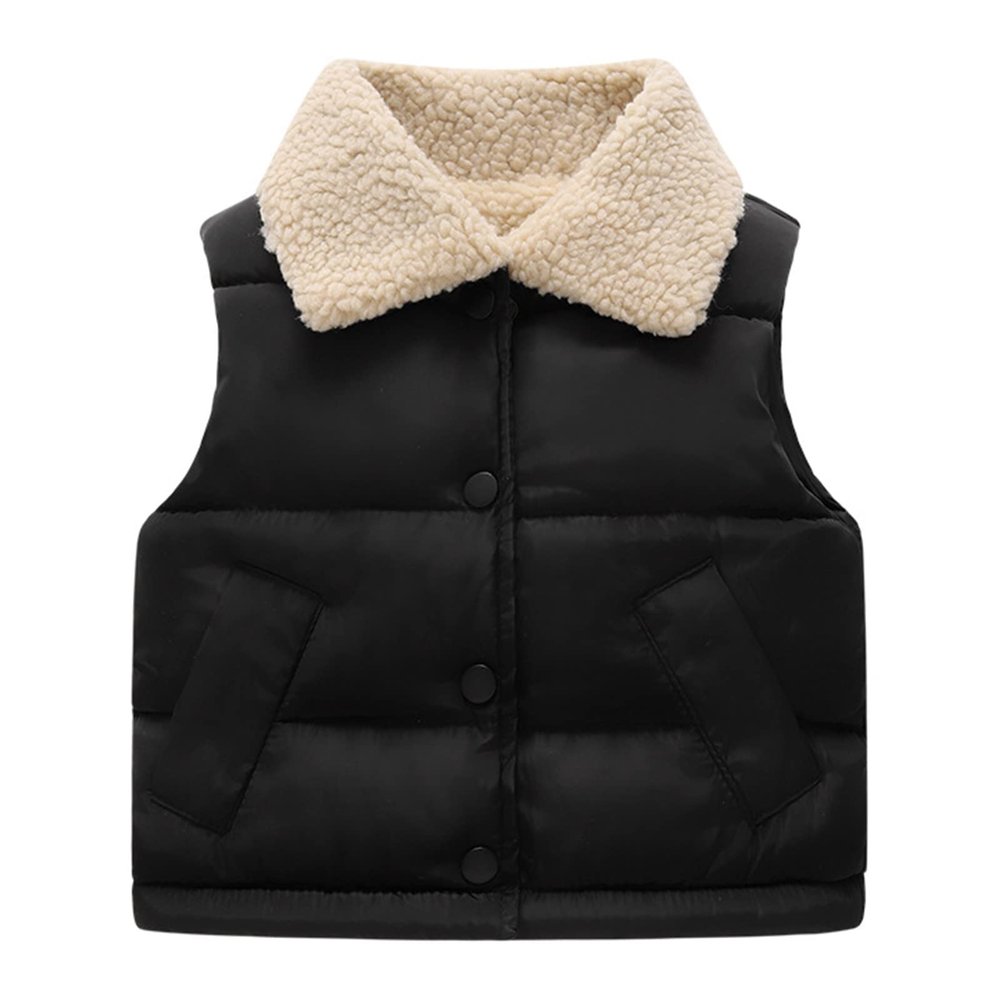 Baby Warm Cotton Jacket Autumn Button Fleece Cardigan Vest Winter Cute Unisex Infant Toddler Soft (Black, 2-3 Years)