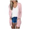 AMIMOJY Womens Cardigan Casual Solid Color Long Sleeve Outerwear Plus Size Front Open Coats with Pockets S-5XL Pink view 1