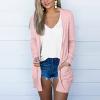 AMIMOJY Womens Cardigan Casual Solid Color Long Sleeve Outerwear Plus Size Front Open Coats with Pockets S-5XL Pink view 2