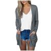 AMIMOJY Womens Cardigan Casual Solid Color Long Sleeve Outerwear Plus Size Front Open Coats with Pockets S-5XL Grey view 1