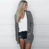 AMIMOJY Womens Cardigan Casual Solid Color Long Sleeve Outerwear Plus Size Front Open Coats with Pockets S-5XL Grey view 2