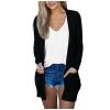 AMIMOJY Womens Cardigan Casual Solid Color Long Sleeve Outerwear Plus Size Front Open Coats with Pockets S-5XL Black view 2