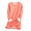 AMIMOJY Women's Sherpa Lined Fleece Sweatshirts Casual Crewneck Pullover Solid Tunic Tops Fall Winter Base Layer Shirt Orange view 1