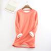 AMIMOJY Women's Sherpa Lined Fleece Sweatshirts Casual Crewneck Pullover Solid Tunic Tops Fall Winter Base Layer Shirt Orange view 2