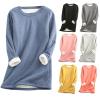 AMIMOJY Women's Sherpa Lined Fleece Sweatshirts Casual Crewneck Pullover Solid Tunic Tops Fall Winter Base Layer Shirt Orange view 4