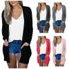 AMIMOJY Womens Cardigan Casual Solid Color Long Sleeve Outerwear Plus Size Front Open Coats with Pockets S-5XL Pink view 3