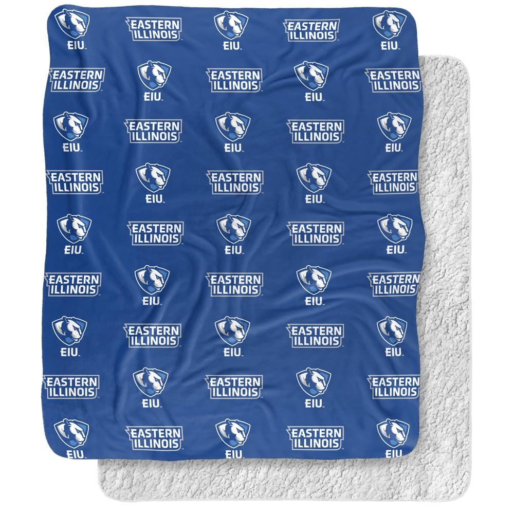 Eastern Illinois University Panthers Logo Pattern Silky Touch Sherpa Back Super Soft Throw Blanket,Logo Pattern