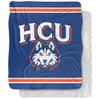 Houston Christian University Huskies Primary Logo Silky Touch Sherpa Back Super Soft Throw Blanket,Primary Logo view 1