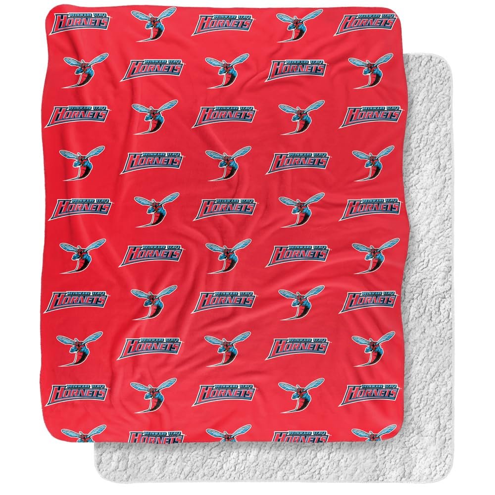Delaware State University Hornets Logo Pattern Silky Touch Sherpa Back Super Soft Throw Blanket,Logo Pattern