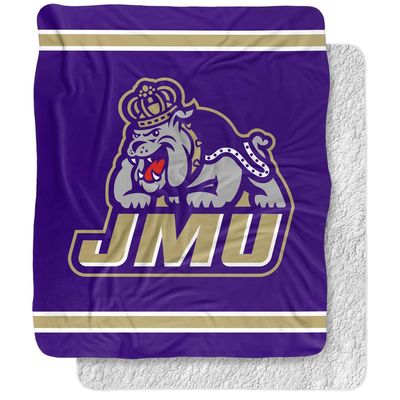 James Madison University Dukes Primary Logo Silky Touch Sherpa Back Super Soft Throw Blanket,Primary Logo